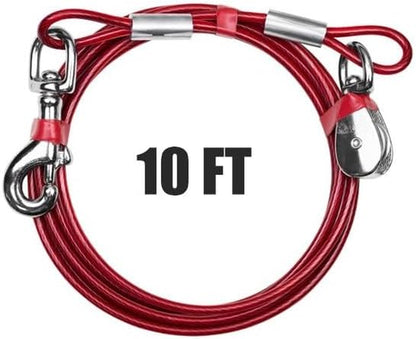 Pet Tie Out Cable for Dogs up to 90/125/ 250 Pounds, 25/30 Feet (125Lbs/ 60Ft/ Trolley)